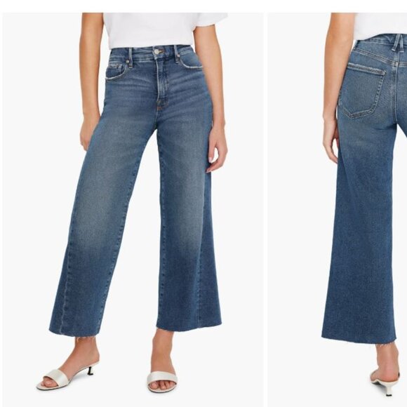 Good American Raw Hem High Waist Crop Palazzo Jeans - Picture 5 of 5